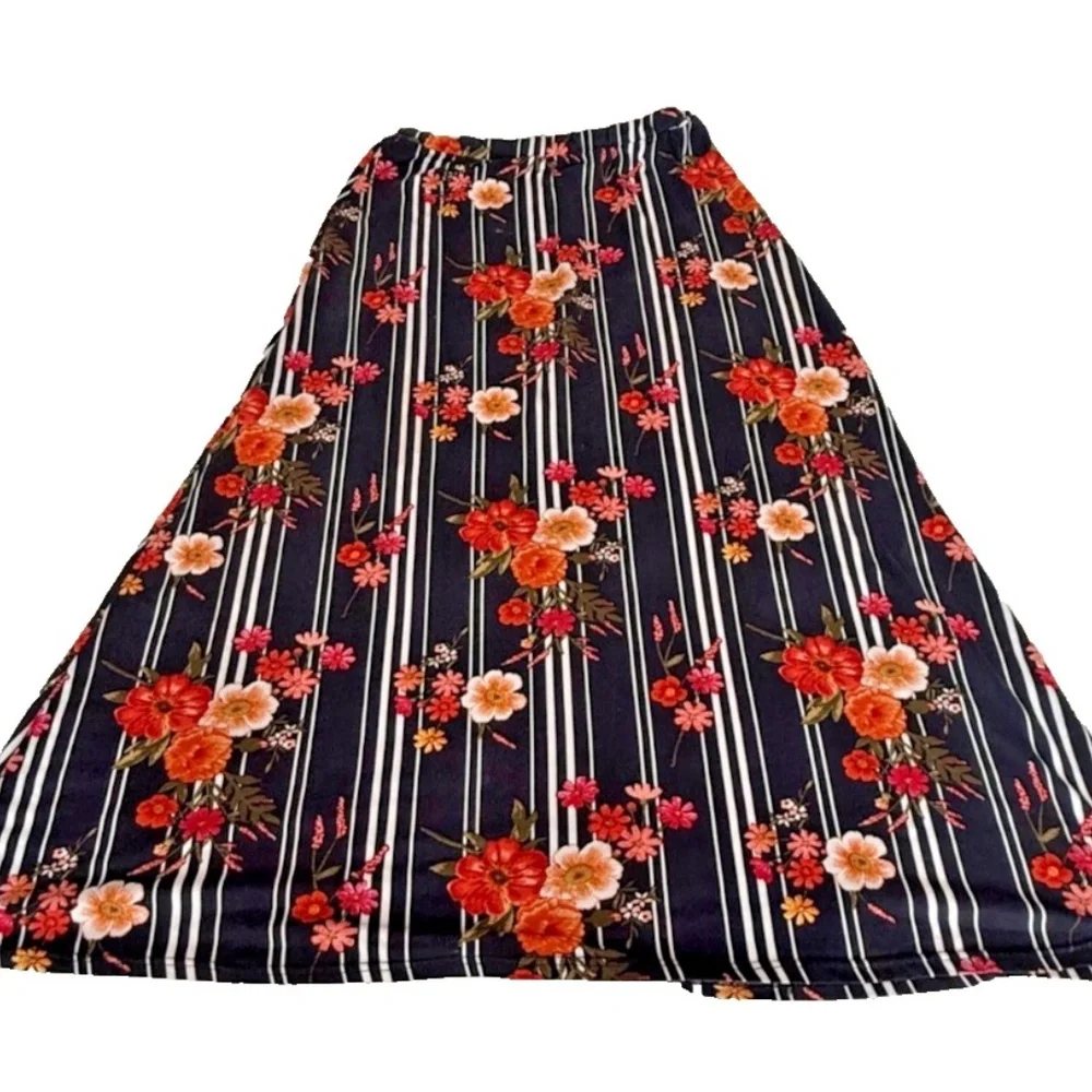 French Laundry Women's Boho Festival Maxi Skirt; Black;‎ Elastic Waist; L